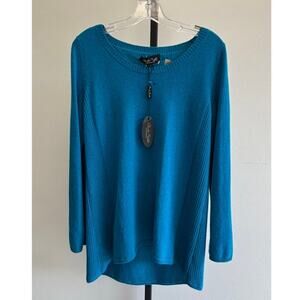 Claudia Nichole Women's Blue Cashmere Long Sleeve Sweater Size L NWT #34429